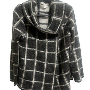 Ellen Tracy Gray and White Cowl Neck Sweater with Turtleneck